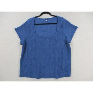 Old‎ Navy Womens Blue Textured Short Sleeve Top Size 3X
